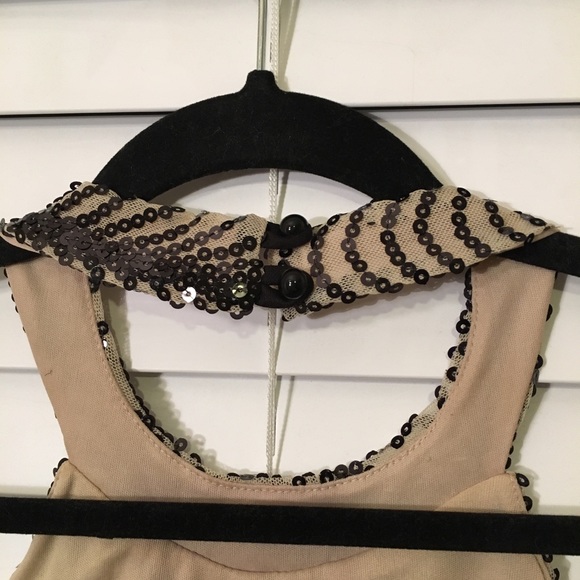 π€ Sequin Halter Party Dress Nude/Black - Picture 3 of 5